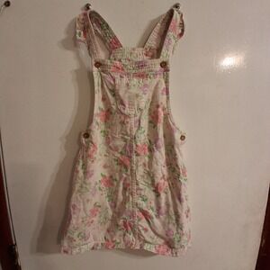 Vintage Y2K Girls Shabby Chic Floral AOP Overall Jumper EUC M 7/8